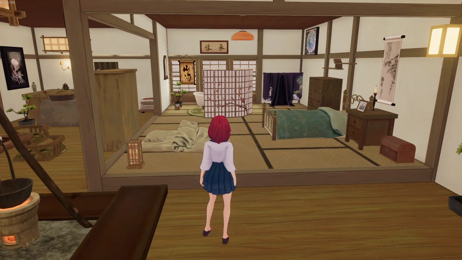 Tales of Seikyu player standing inside a restored Japanese-style home